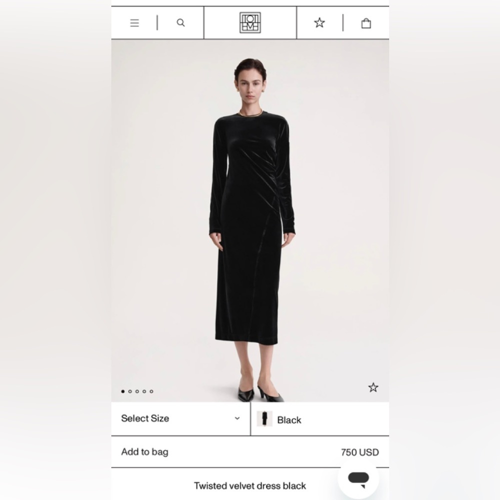 Toteme Twisted velvet dress black